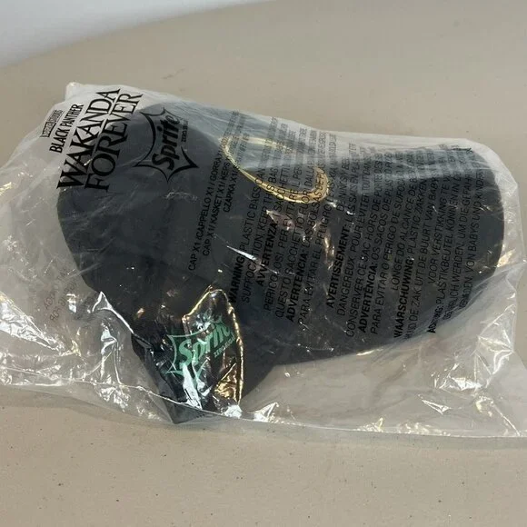 Marvel Wakanda Forever Black Gold Panther Baseball Cap x Sprite Collab Hat - Picture 3 of 8